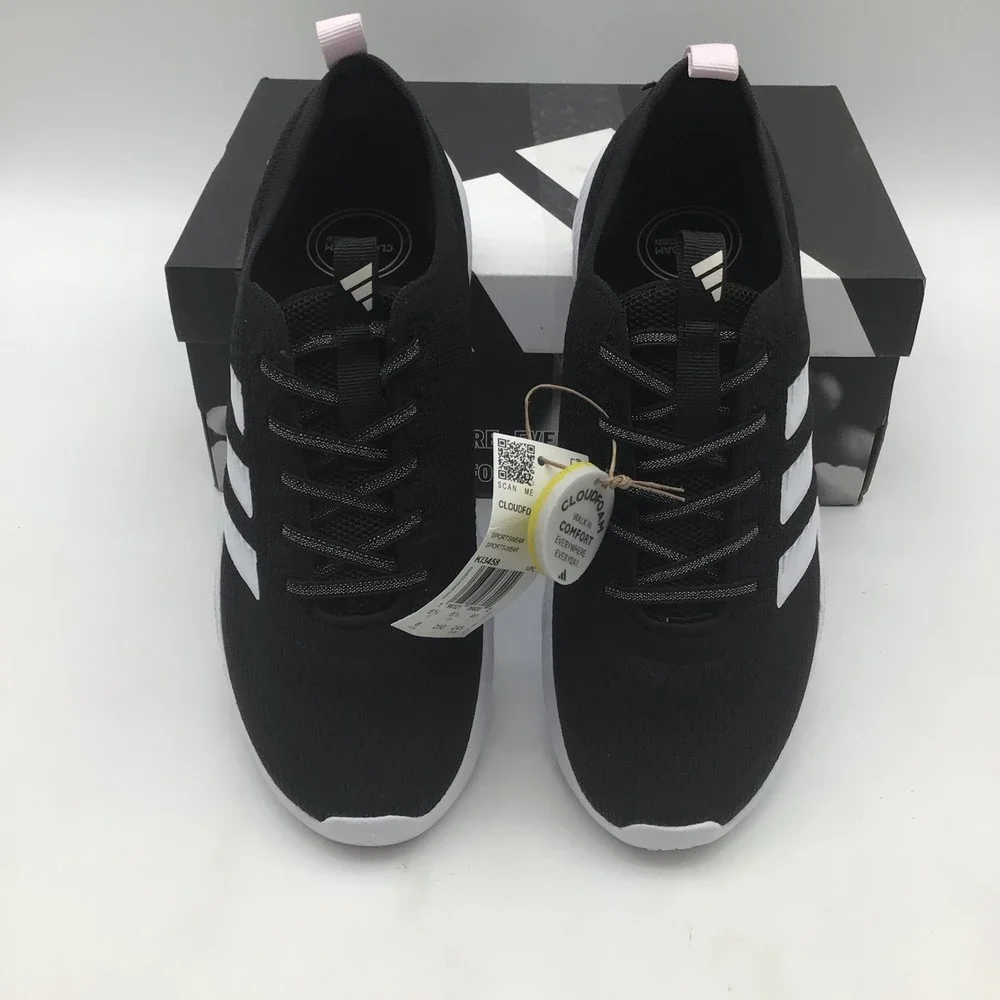 Adidas Cloudfoam Flex Slounge Womens Size 8 Wide Black Running Shoes KI3458 NEW